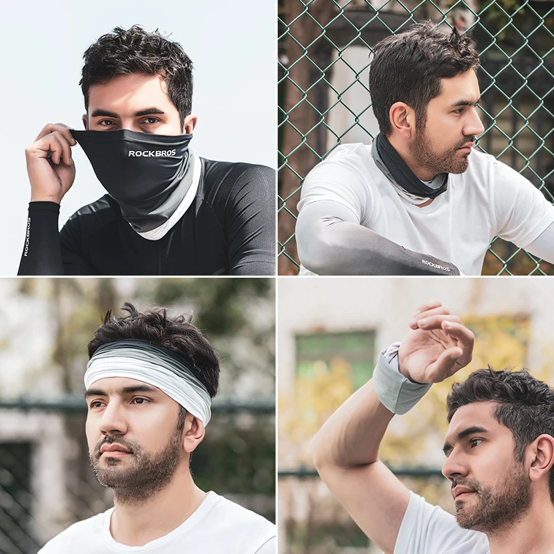 ROCKBROS-Capa Facial Respirável para Homens e Mulheres, Bandana de Seda Ice, Máscara Facial de Ciclismo, Cachecol de Tubo, Esportes, Caminhada, Corrida, Aquecedor de Pescoço, Verão