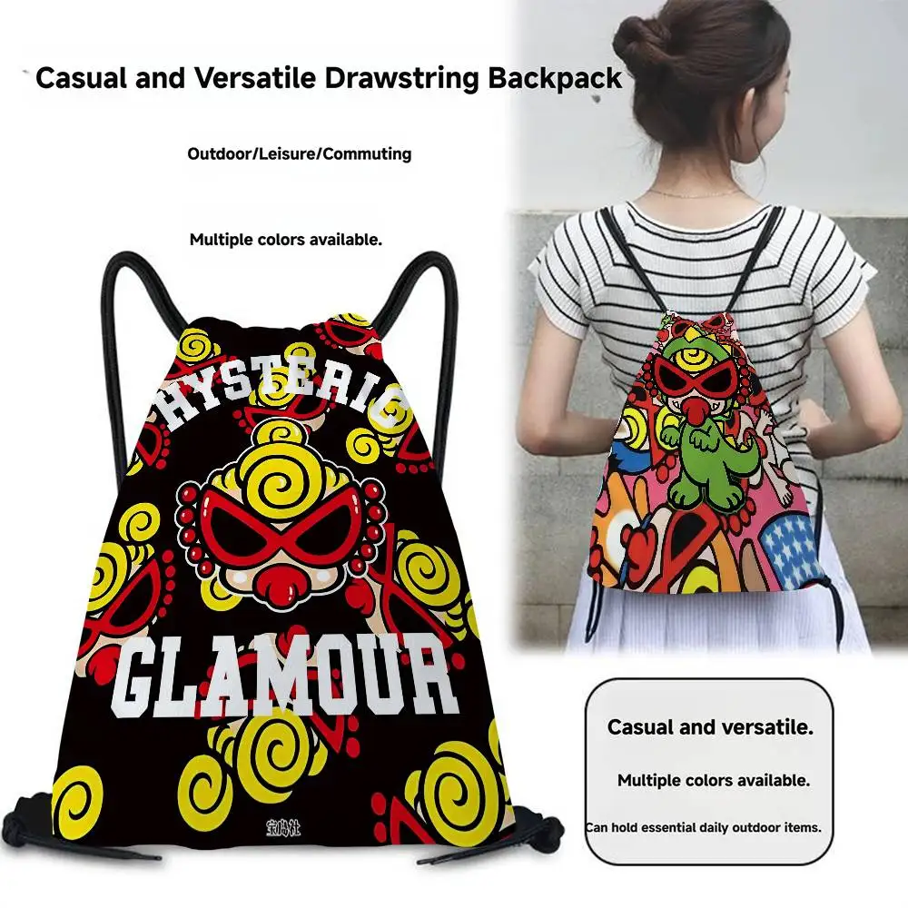 Japan Fashion H-Hysteric M-Mini Drawstring Bags Sports Backpack Gym Sackpack Water Resistant String Bag For Cycling
