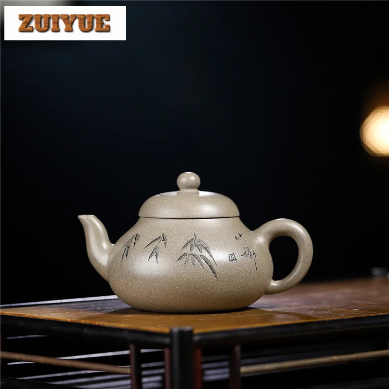 190ml Retro Yixing Purple Clay Teapots Handmade Pear The Melon Pot Raw Ore Steel Grey Mud Kettle With Strainer Zisha Teaset Gift