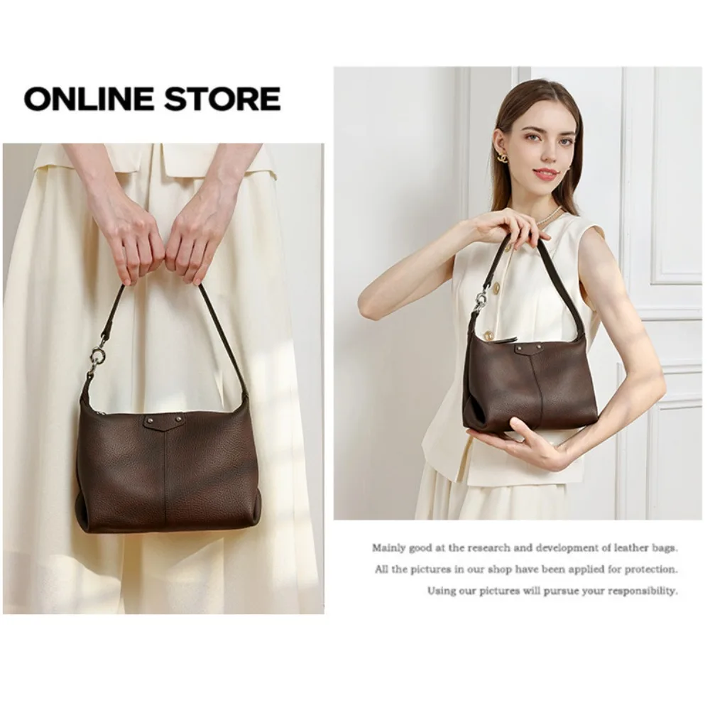 Genuine leather ladies' hand-held tote bag, large-capacity simple commuting crossbody bag, high-end single-shoulder bag
