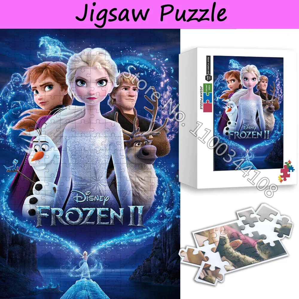 Disney Frozen Jigsaw Puzzle 300/500/1000 Pieces Classic Anime Movie Cartoon Character Elsa Wooden Puzzles Kids Handmade Toys