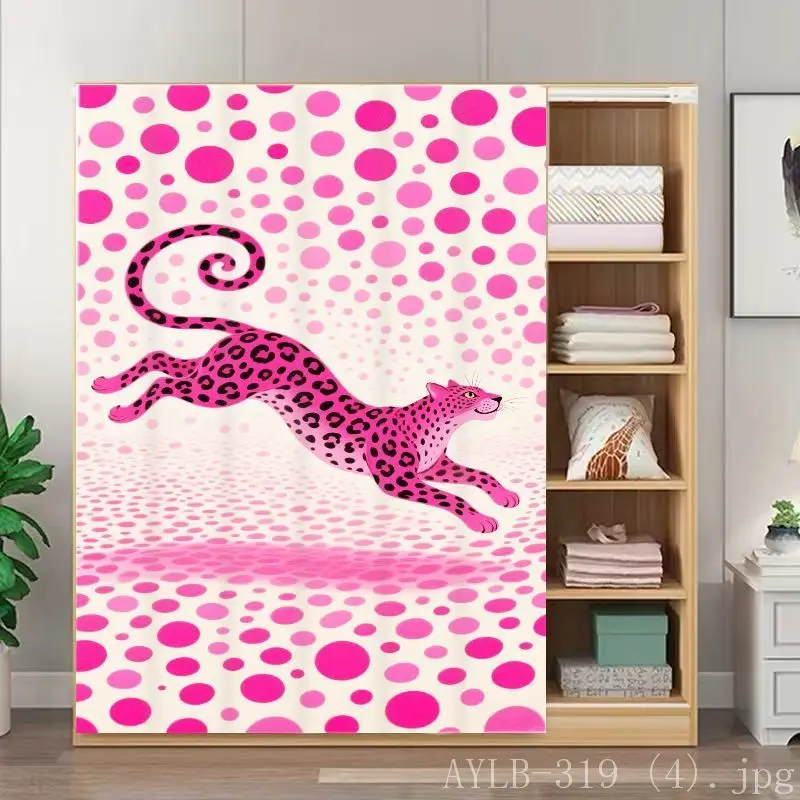VIKAMA Vintage Leopard Noren Door Curtain Tropical Flower Wardrobe Screen Divider Closet Bedroom Wild Home Decor