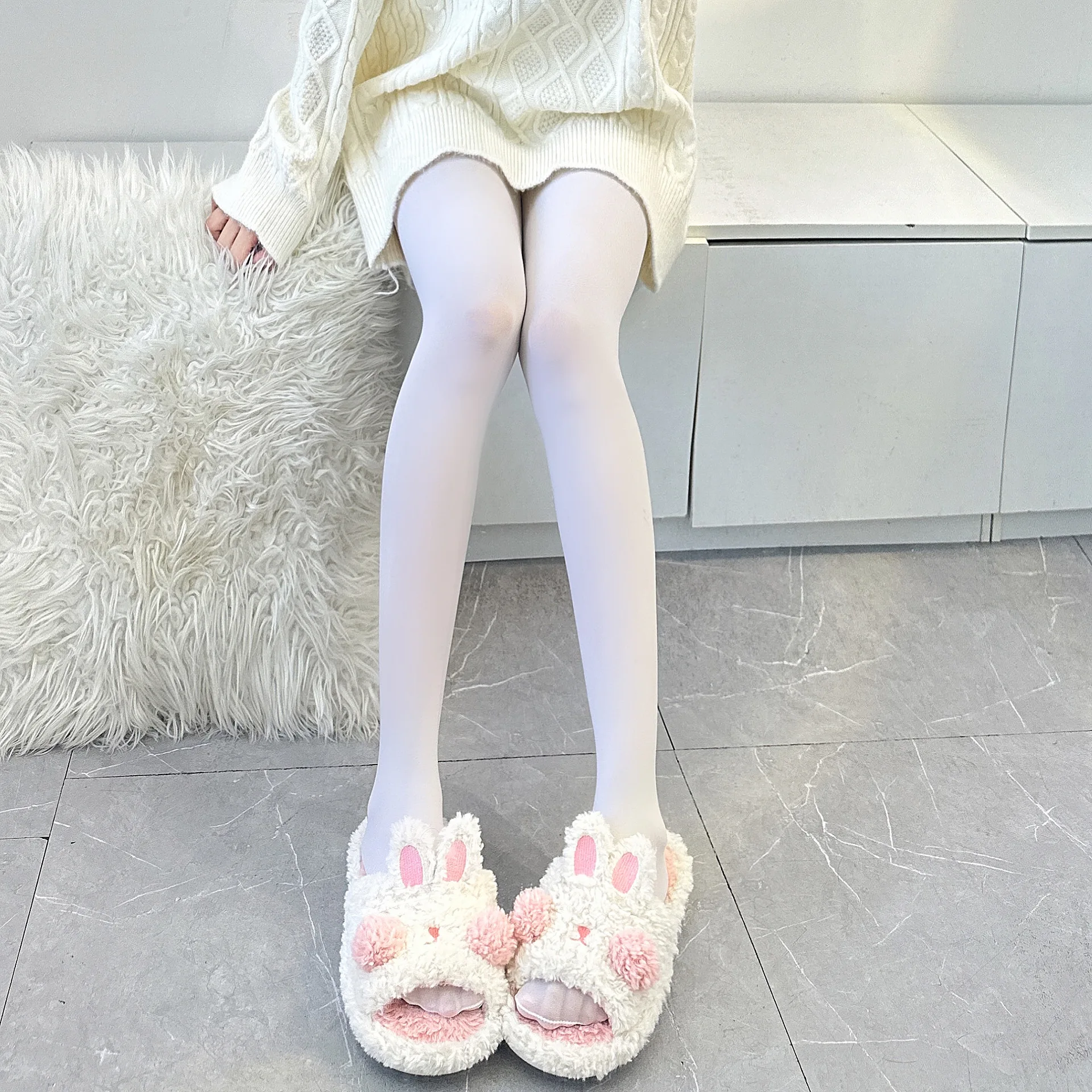 Pantyhose Woman Autumn and Winter Thick Solid Color Warm Comfortable White Stockings Velvet Lolita Pantyhose for Women