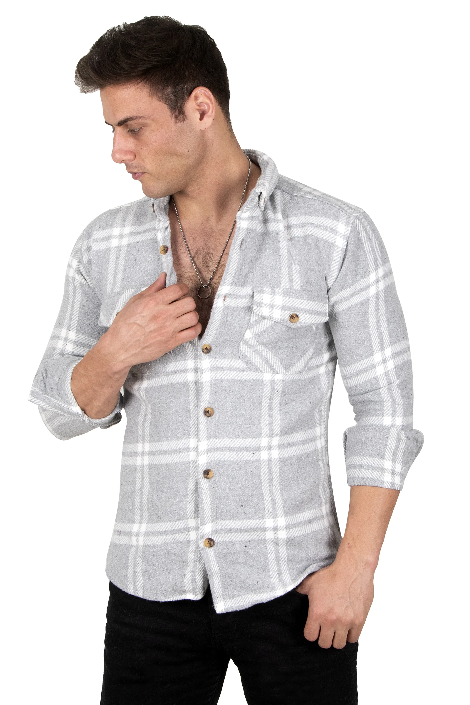 DeepSEA Patterned Buttoned Double Pocket Lid Lumberjack Shirt 2302306