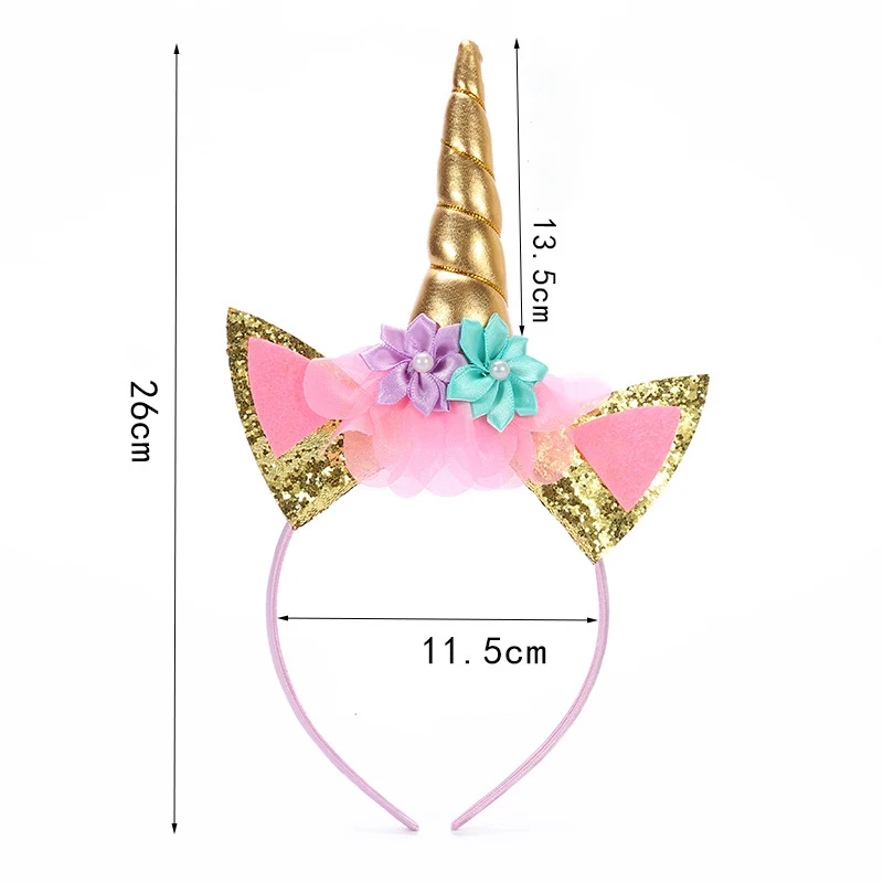 2023 New Hot Selling Hip Hop Unicorn Headband Birthday Holiday Party Headband Fashion Fantasy Sequin Flower Children\'s Headband