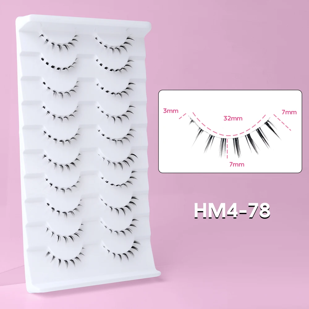 10Pairs Untere Wimpern Manga Untere Wimpern Klar Band Wispy Kleine Flamme Unter Wimpern Koreanische Make-Up Cosplay Werkzeuge