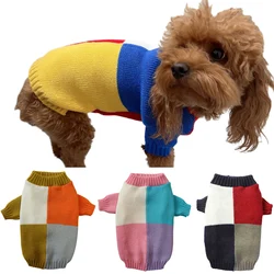 Four Color Splicing Dog Sweater Autumn Winter Pet Clothes for Small Dogs Dachshund Yorkshire Puppy Clothing roupas para cachorro