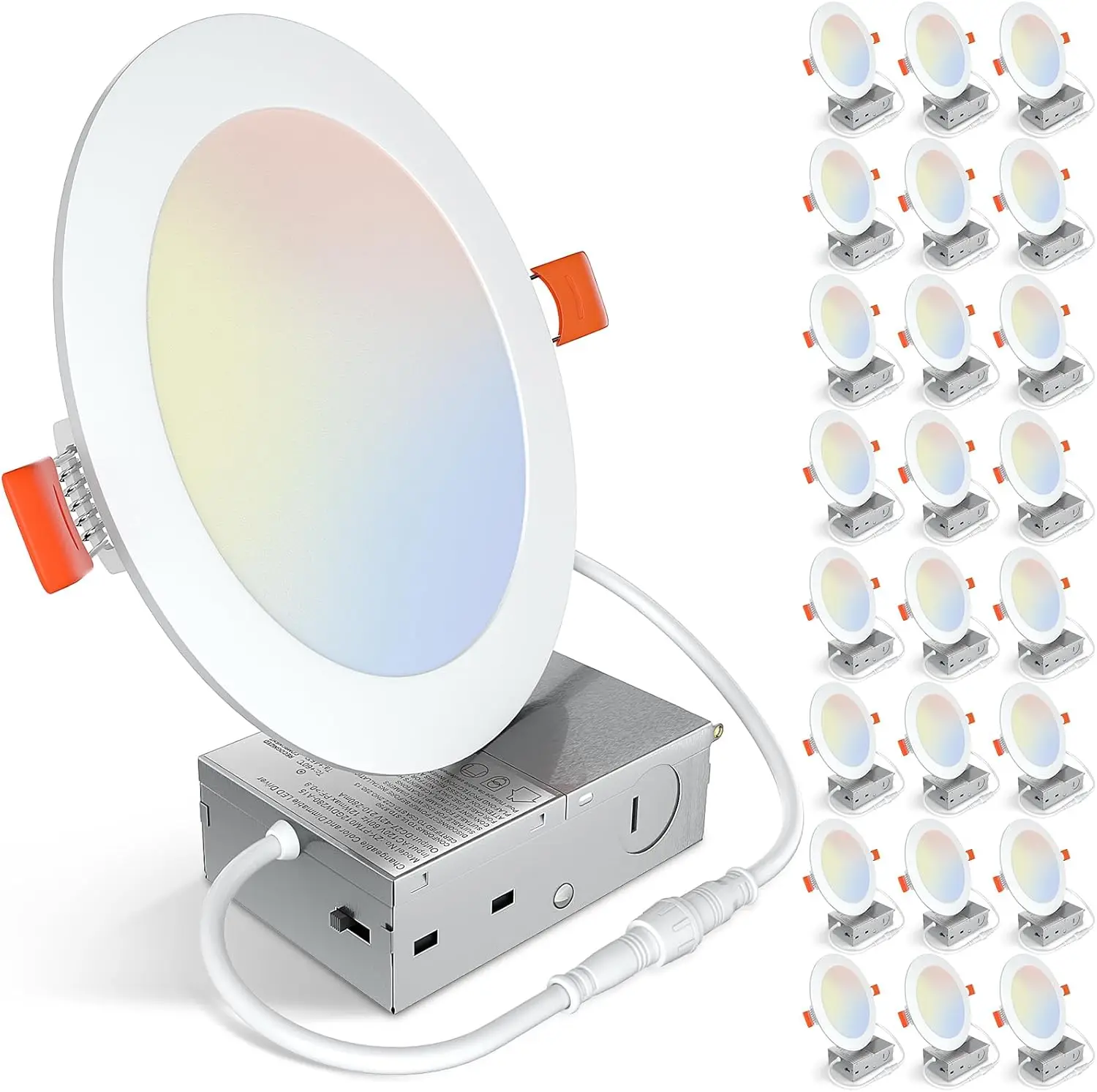 Plafonnier LED Encastrable Ultra-Mince avec ShuBox, Dimmable, 6 ", 5 ct, 2700K, 3000K, 3500K, 4000K, 5000K, Choix, Paquet de 24