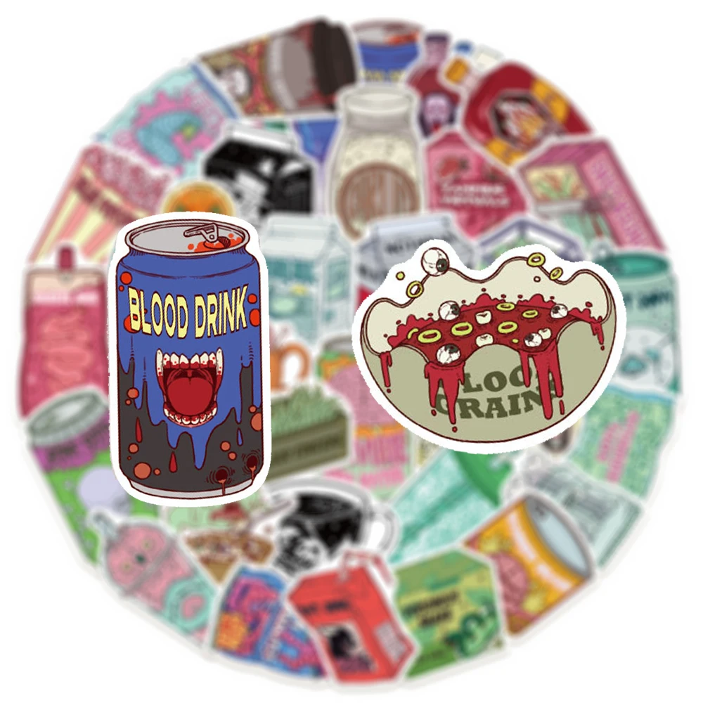 

10/30/50pcs Gothic Retro Zombie Food Packing Stickers Cool Cartoon Decal for Skateboard Phone Luggage DIY Waterproof Sticker Toy