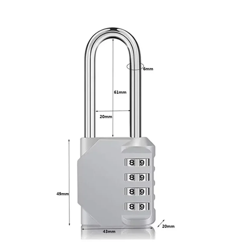 Combination Padlock Outdoor 4 Digit Long Shackle Waterproof Password Padlock Pad Lock For School Locker Gym Locker Fence Gate