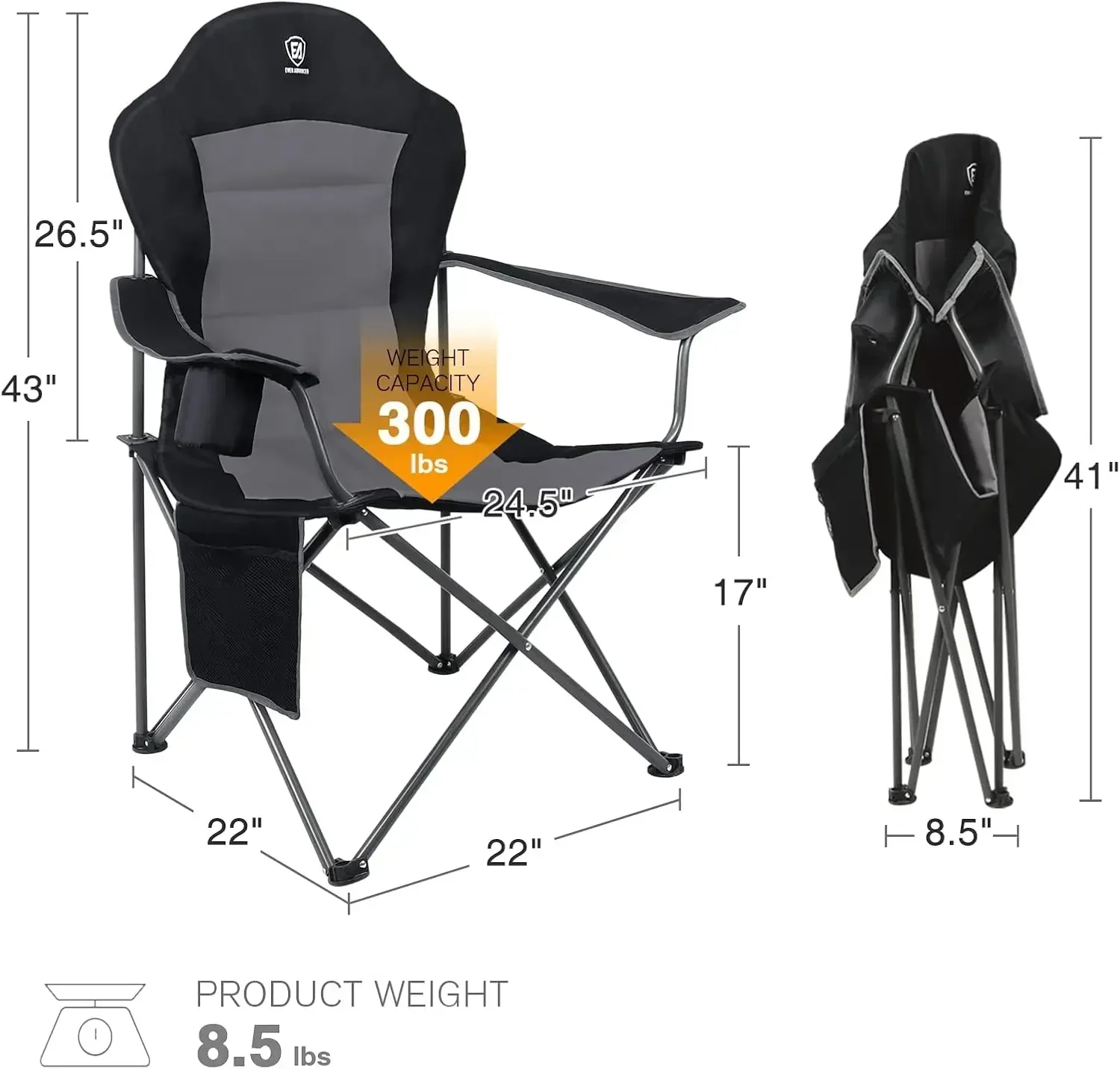 Customizable-Folding Camping Chair For Outside High Back Padded Oversized Lawn Chairs Folding Lightweight Sturdy Steel Portable