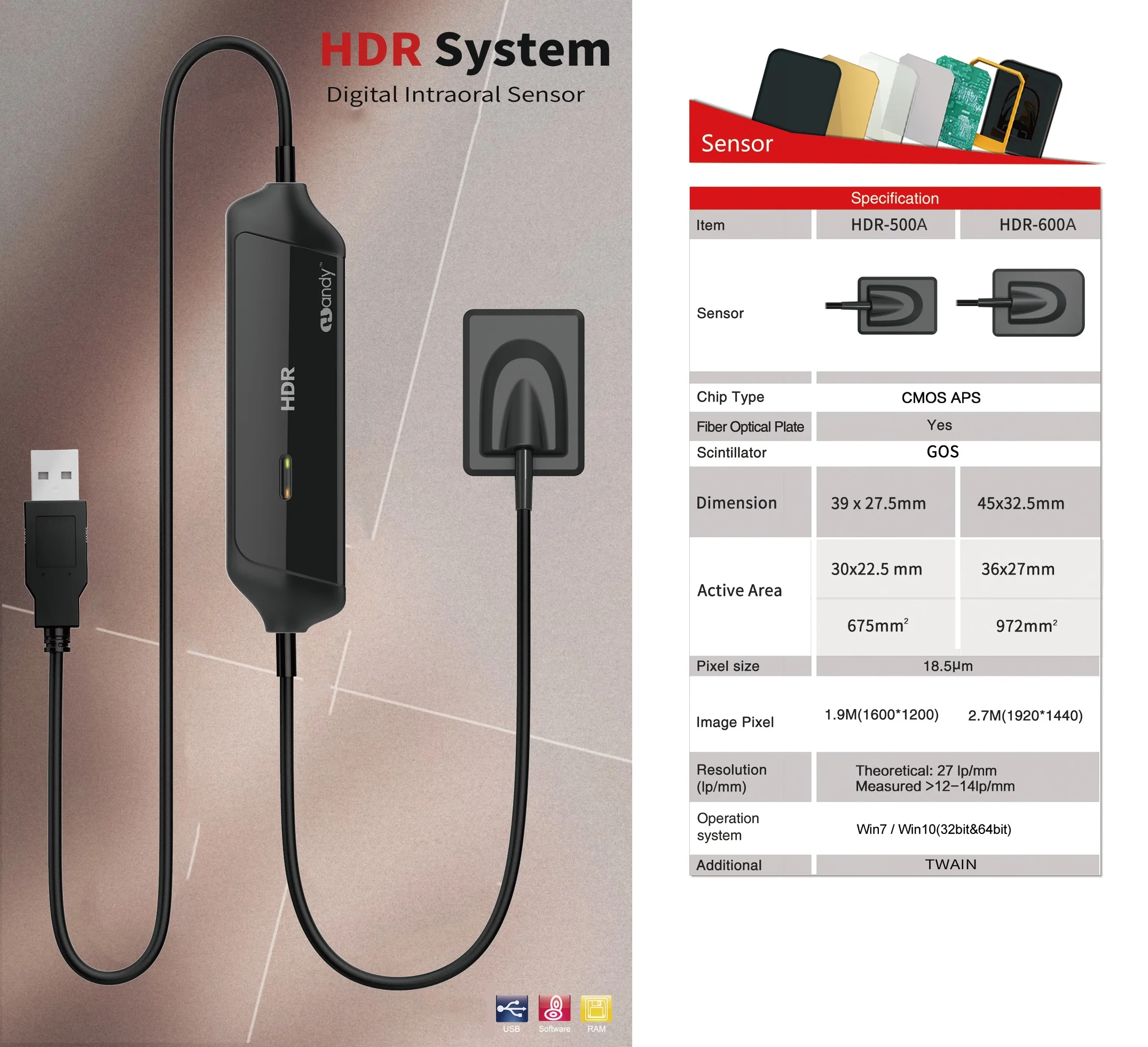 Dental X Ray Sensor Handy HDR500 HDR600 System Image Ttooth