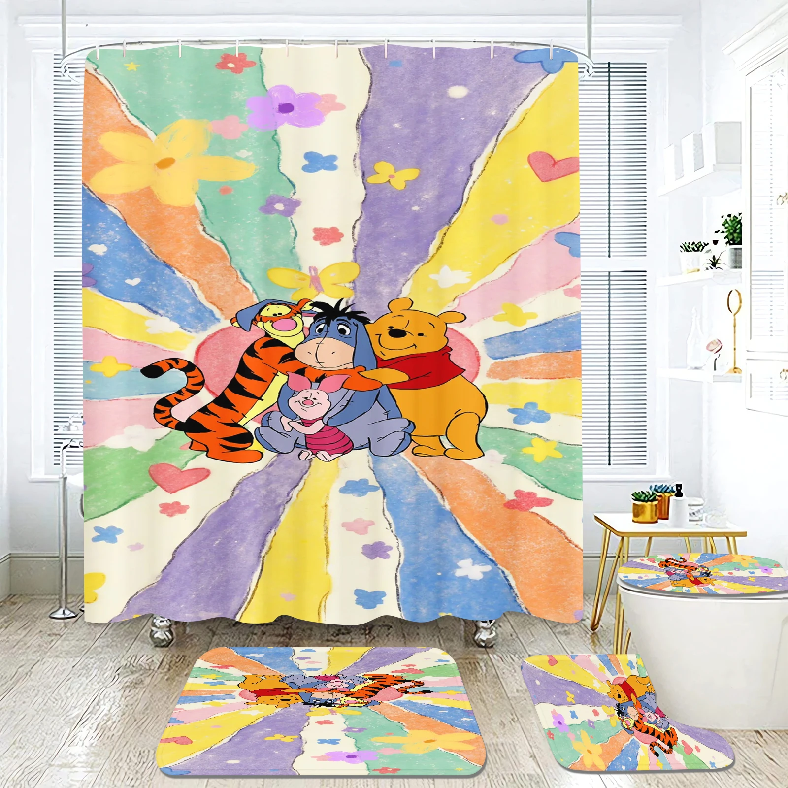 set-da-bagno-winnie-the-pooh-4-pezzi-tenda-doccia-anime-carina-con-tappetini-completi-accessori-per-arredo-bagno