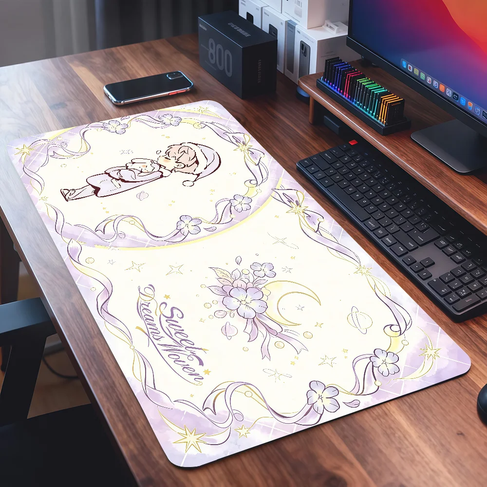 Cartoon Love and Deepspace Sweet Dream Woven Mouse Pad For Office Gaming And Keyboards Non-Slip Large Waterproof