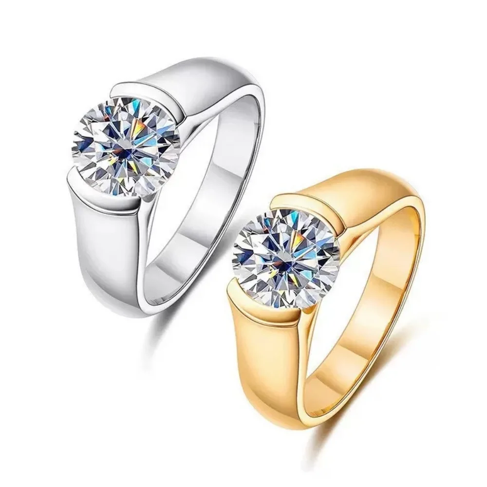 2-3ct Real Moissanite Engagement Ring 925 Sterling Silver Plated Rose Gold Fine Jewelry Lab Diamond Wedding Rings Pass Tester