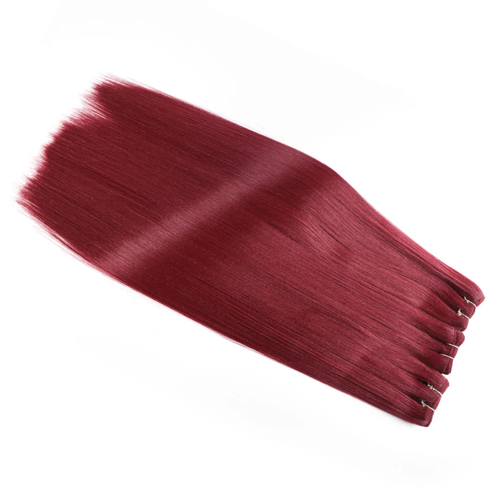 Lange Gerade Bio Faser Haarwebart Organische Haar Mischung Bundles Gerade Haar Burgund Farbe Organische Haar Mischung Verlängerung 100g