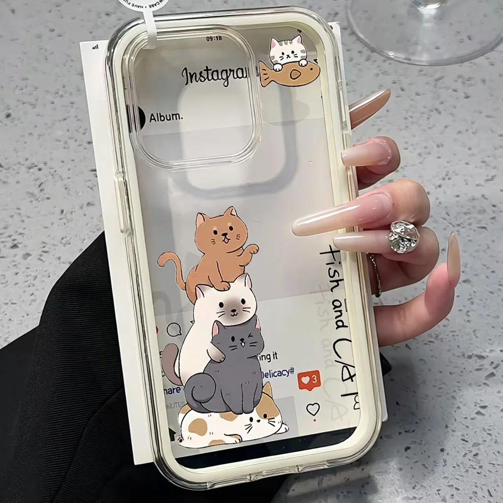 Niedliche, freundliche Katzen-Handyhülle für Samsung Galaxy S26 Ultra S25 S24 Plus s22 s23 Plus FE A57 A54 A55 A16 A35 A36 A37 5G Klare Hülle – Detail 4