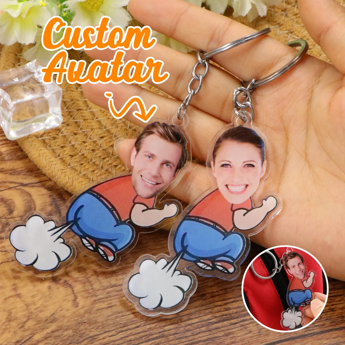 Customizable Picture Keychain Personalized Funny Custom Keychain Cute Customized Avatar Acrlyic Key Chain