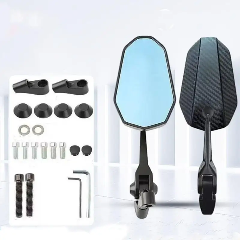 Motorcycle Rear View Mirror, Anti‑Glare Side Mirror 8mm 10mm for Scooter E‑Bike Street Bike Modified Accessories