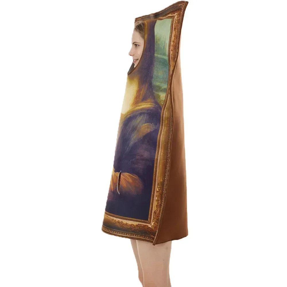 Karnawałowe przebranie na imprezę Cosplay śmieszne Mona Lisa kostiumy ścienne rekwizyty dla dorosłych unisex kombinezon z gąbki Halloween klasyczny