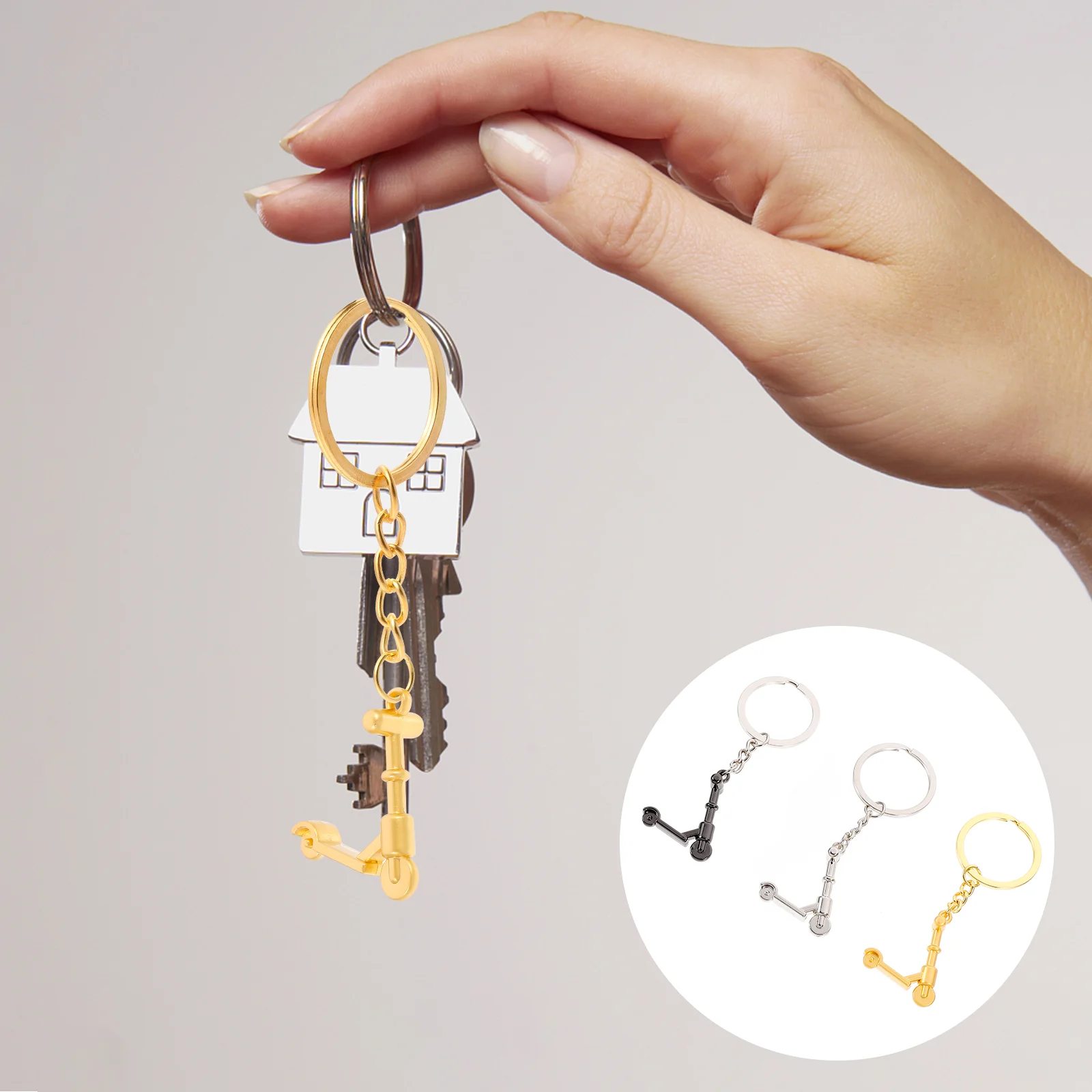 

3 Pcs Scooter Keychain Pendant Micro Mini Zinc Alloy Hanging Ring for Boyfriend