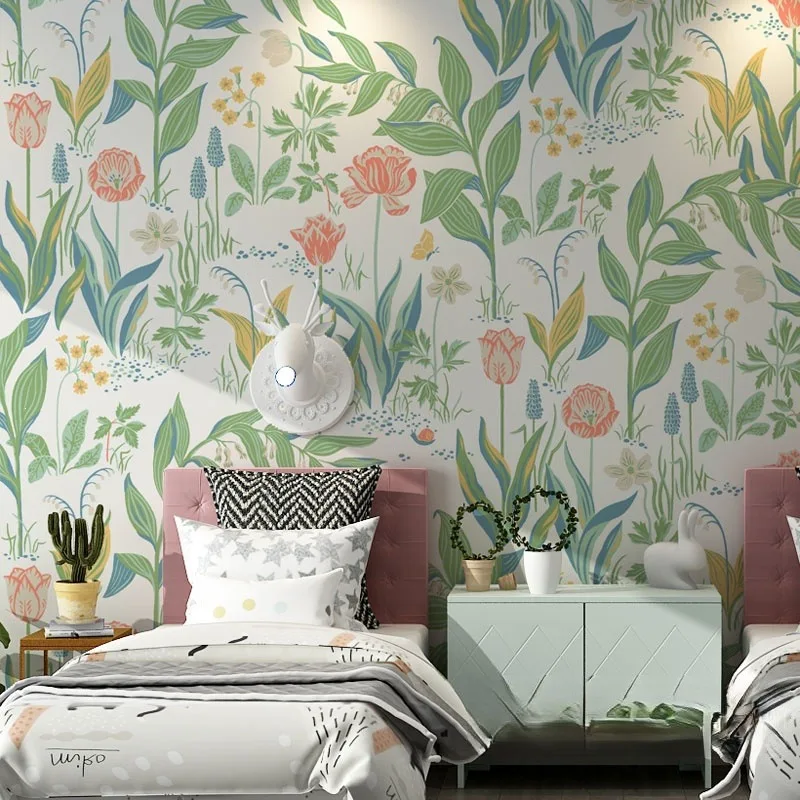 Customized photo mural wallpaper vintage fresh Nordic floral American countryside style TV background wall 3d wallpaper ﻿