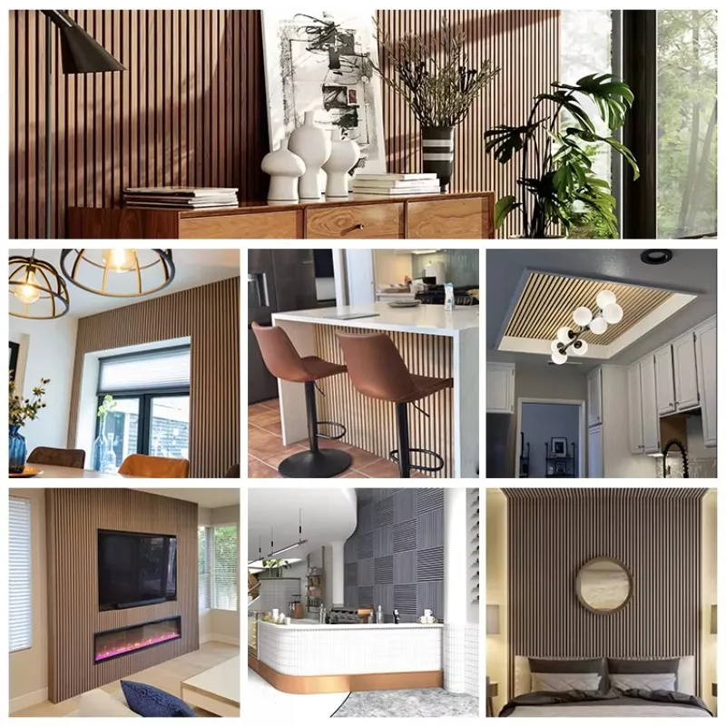 Modern design of medium density fiberboard for office and home DIY wall decoration, wooden sound-absorbing board