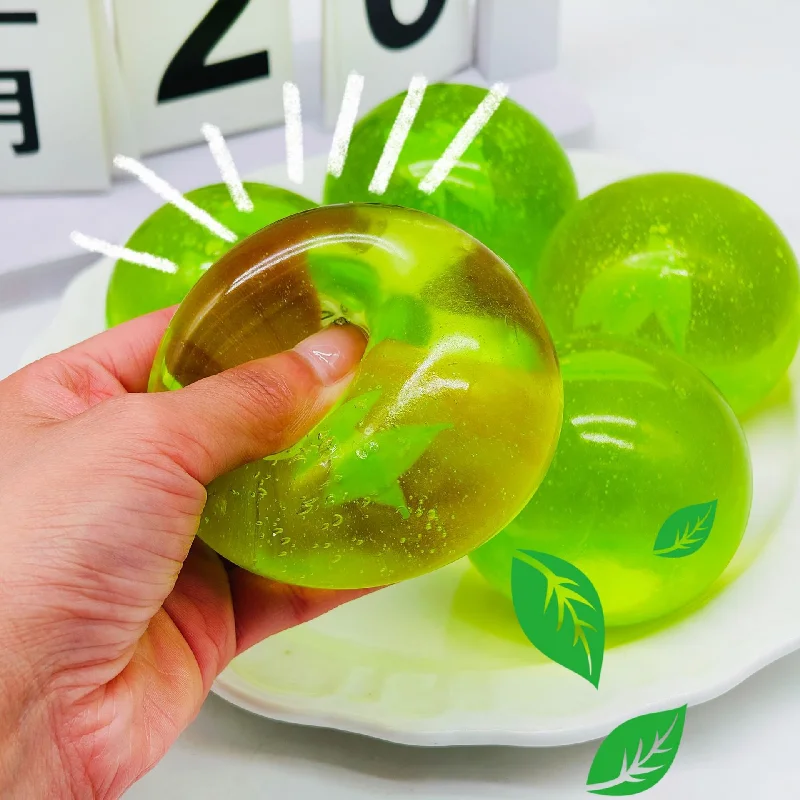 Creative Squishy ความแปลกใหม่สีเขียว Leaf Maltose Balls ความเครียดลูกช้านวดของเล่นเด็กปาร์ตี้เกมของขวัญวันเกิดหญิง