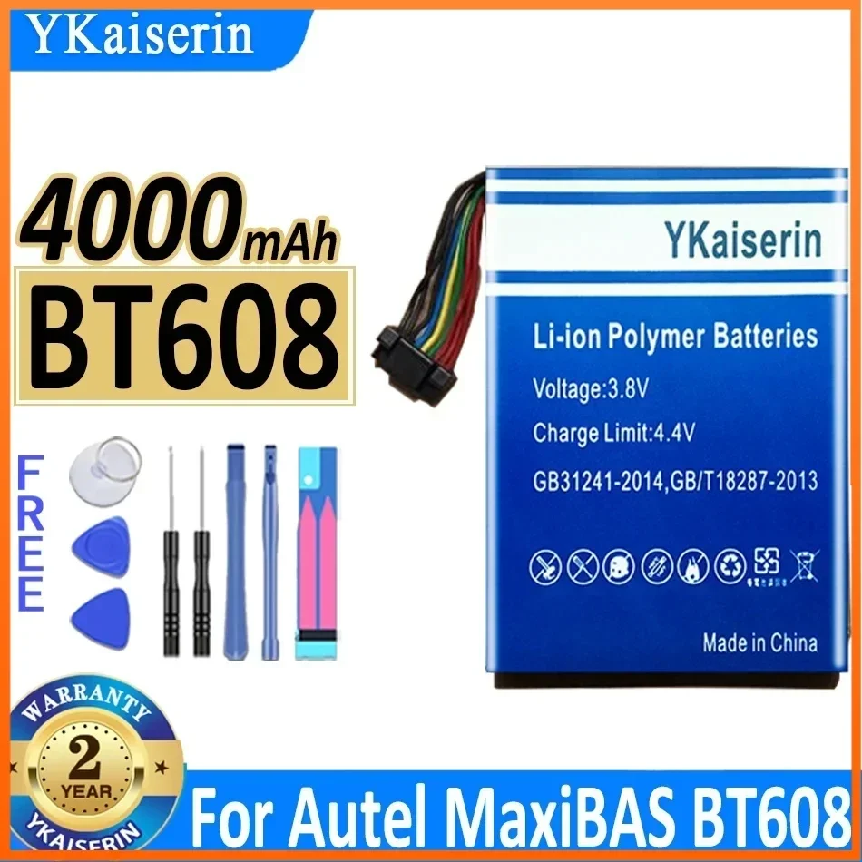 YKaiserin 4000mAh Replacement Battery for Autel MaxiBAS BT608 High Capacity Batterij + Track Code Free Tools