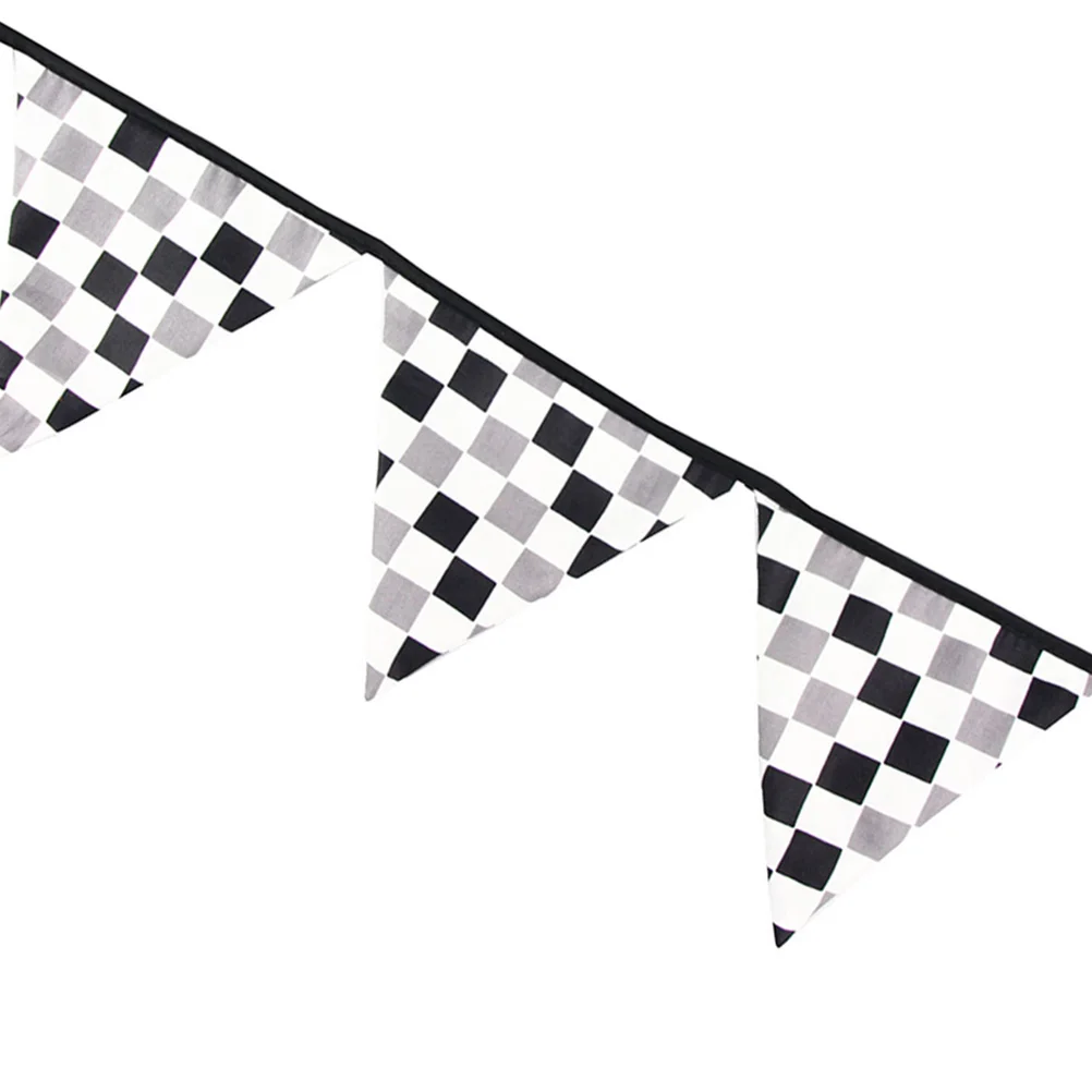 

3 Meters Racing Checkered Flag Bunting Banner Triangular Pennant Party Decoration String For Racecar Birthday Truck Track Decor
