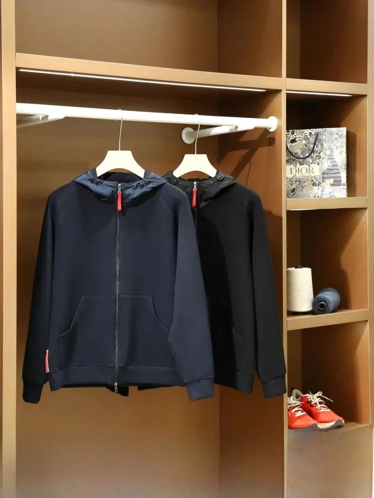 

Ele Italian Sle Elastic Air Layer High-End Hooded Jaet Coat for Men And Women Couple Matching Stand Fit Long Sv...