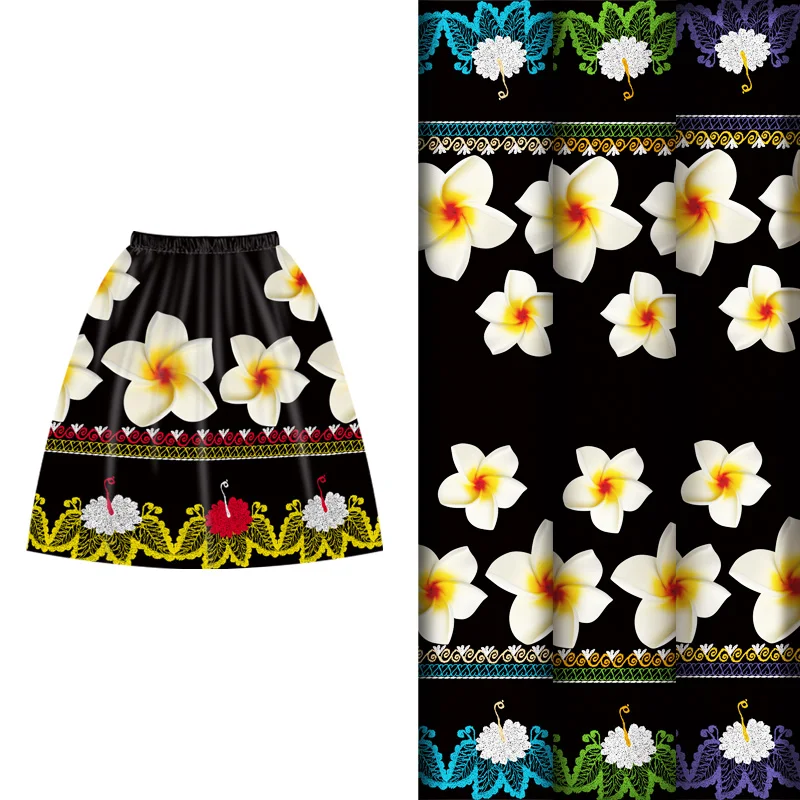 

wholesale custom manufacture 100 polyester fabric island flowers micronesian style skirt