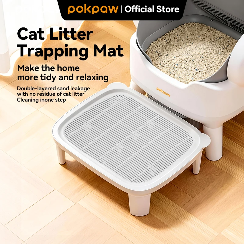 Pokpaw Katzenstreu-Matte Wasserdichte Doppelschichtige Streufang-Matte Rutschfeste Haustier-Toilettenmatte Katzenzubehör