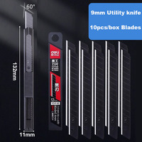 Deli Utility Knife Set 9mm SK5 Metal Blades Pocket Knife Cutting Paper Box Demolition Express Knife for Home School Supplies