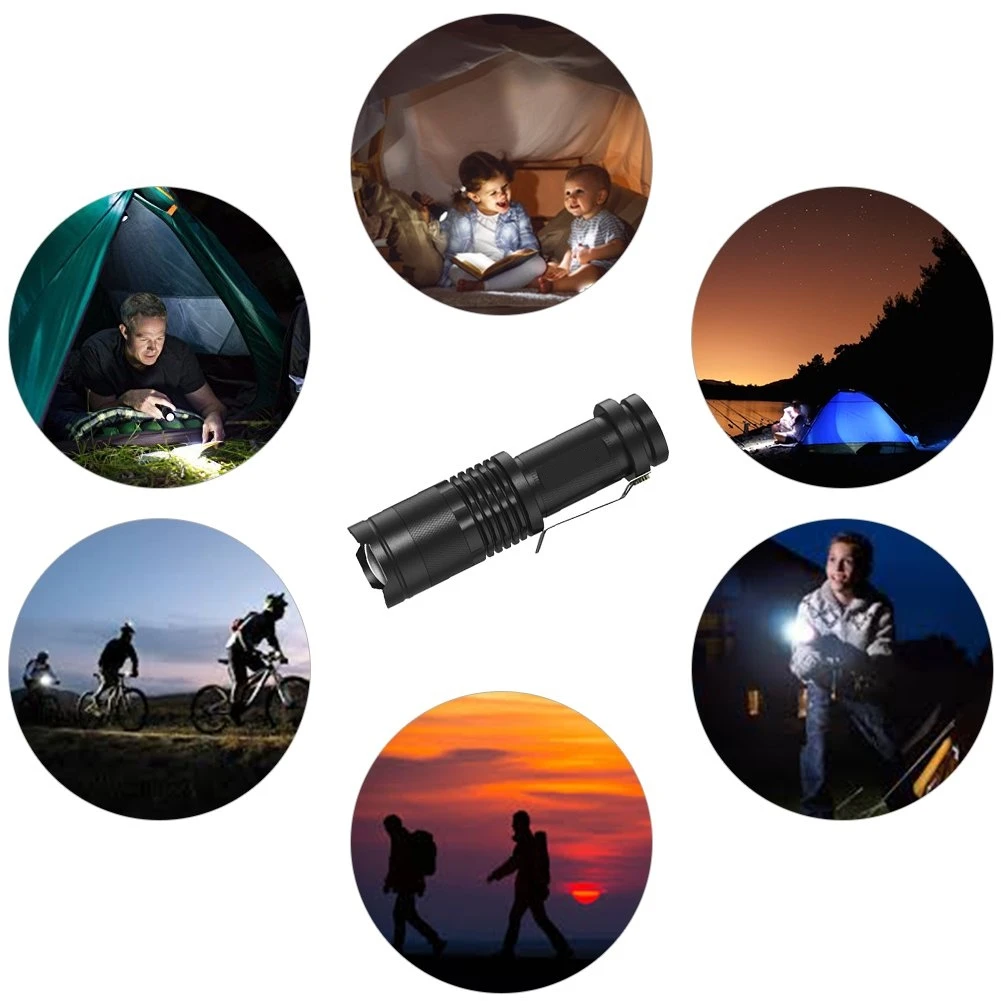 Mini Flashlights Pocket-sized Flashlight Zoomable Torch Waterproof Aluminum Alloy Flashlights Emergency Light Use AA Batteries