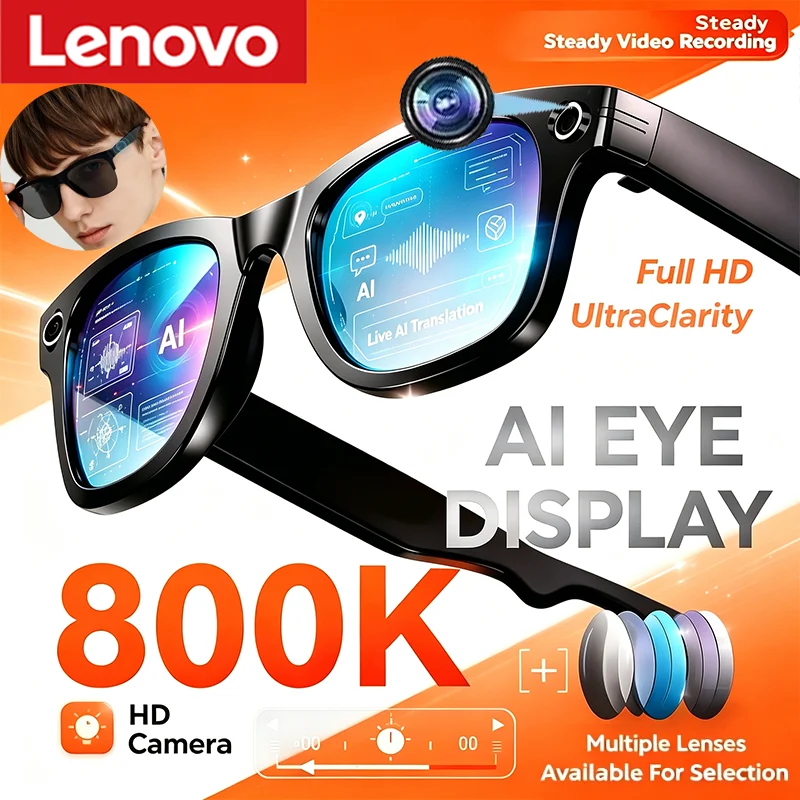 Lenovo 8K Smart Camera AI Glasses AI Translation Hands-Free Calling AI Chat Logging Music Playback lentes inteligentes Women Men