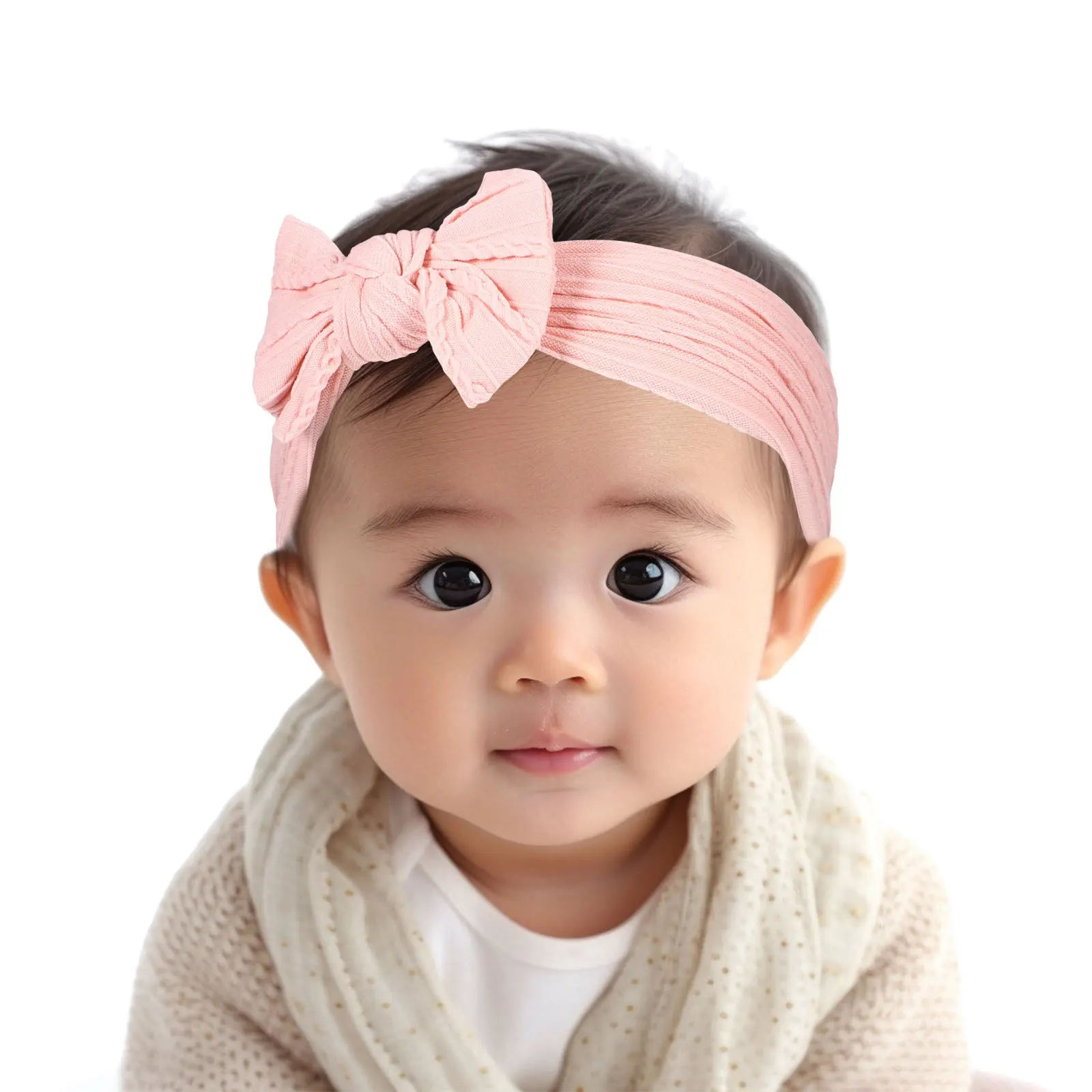 

2Pcs Baby Headband Bow Design Soft Comfortable Hair Accessory for Newborn Girls Fashion Party Photography Headdress