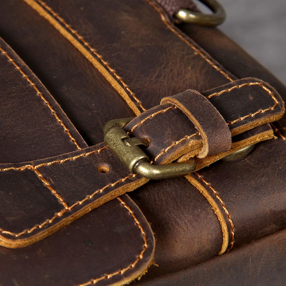 S.WORKER Vintage Echtleder Herrenrucksack Laptop-Tasche Casual Crazy-Horse Leder Schultasche Outdoor-Taschen – Detail 14