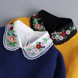 Embroidery Fake Collar Removable Shirt Collar decoration Blouse Detachable False Lapel Blouse Tops Women Clothes Accessories