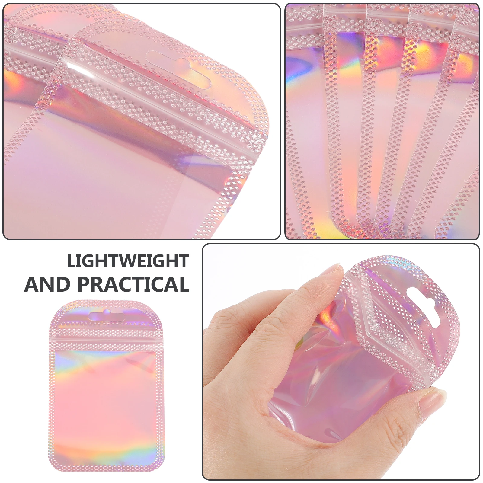 

50pcs Jewelry Packaging Bags Pink 6.5x10cm Self Seal Waterproof Small Pouches for Necklaces Earrings Storage