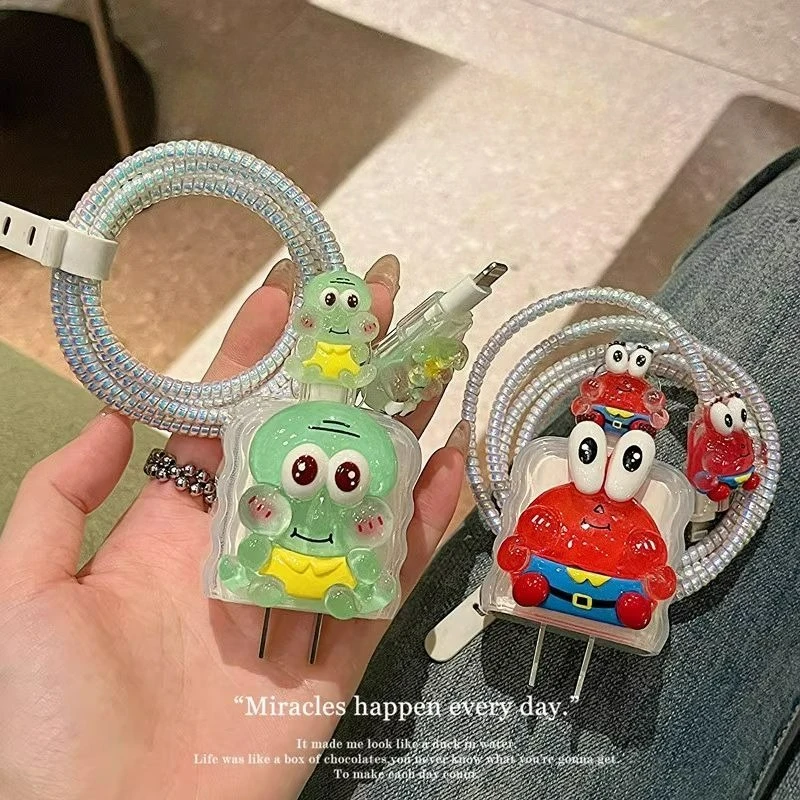 

Cute Cartoon Protector for iPhone 15 16 Pro Max Cable Organiser for iPhone 18W 20W Preventing Data Cable Breakage Cover