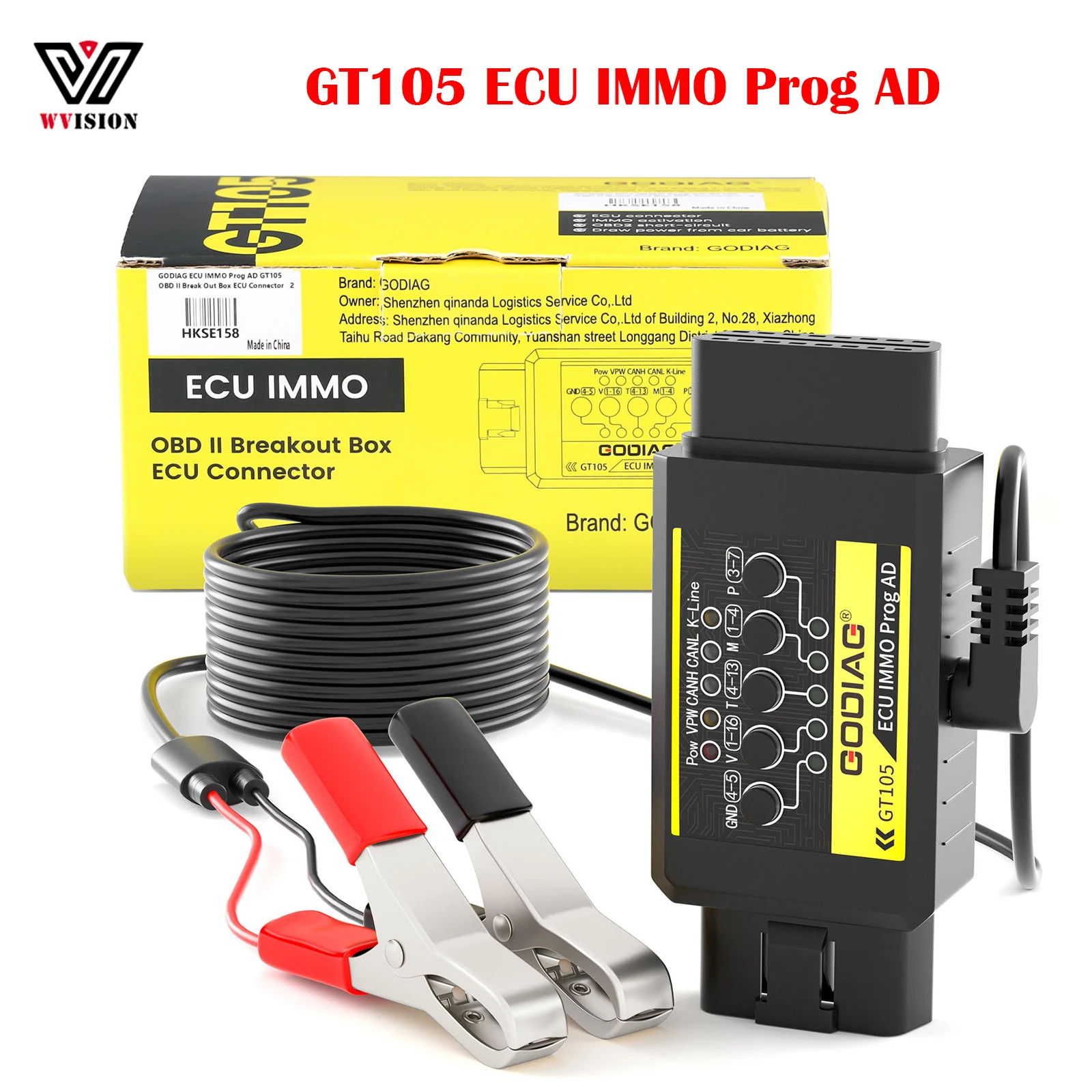 

GODIAG GT105 ECU IMMO Prog AD OBD II Break Out Box GT105 ECU Connector For Short-circuit OBD2 Draw Power from Car Battery