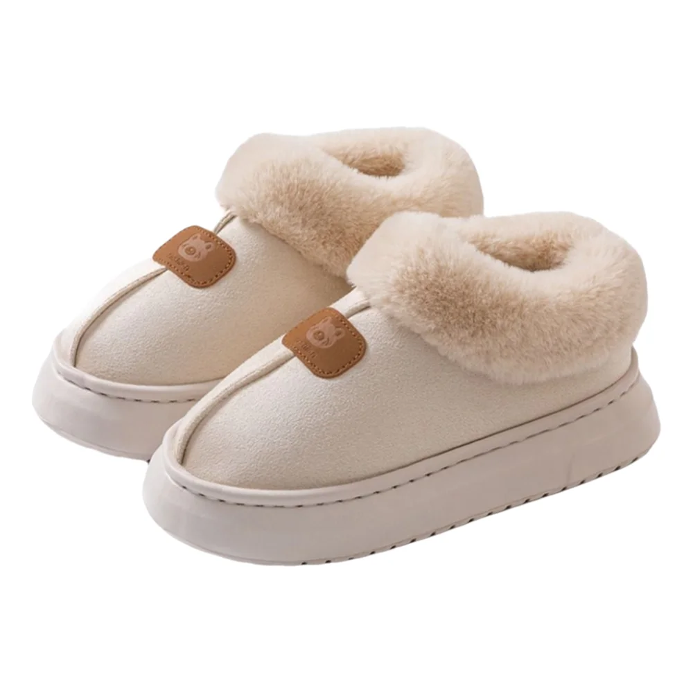 

Fashion Snow Boots Fluffy Comfortable Cotton Shoes Thick Bottom Warm Soft Slippers Autumn and Winter