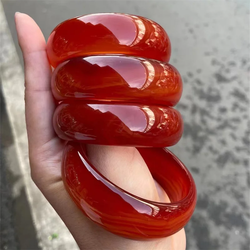 Jia Le/ Natural Brazil Ultra Wide Red Agate Bangle Accessories for Women Fine Jewelry Banquet Party Bracelet Family Friends Gift