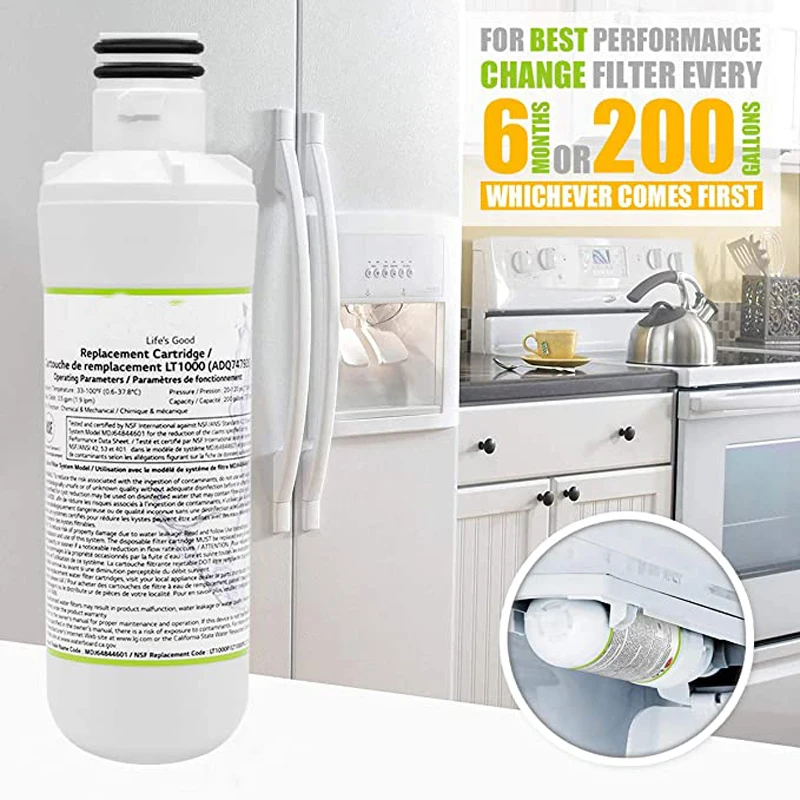 Replacement LG LT1000P Refrigerator Water Filter (NSF42, NSF53 & NSF401) ADQ74793501, ADQ75795105 or AGF80300704, White