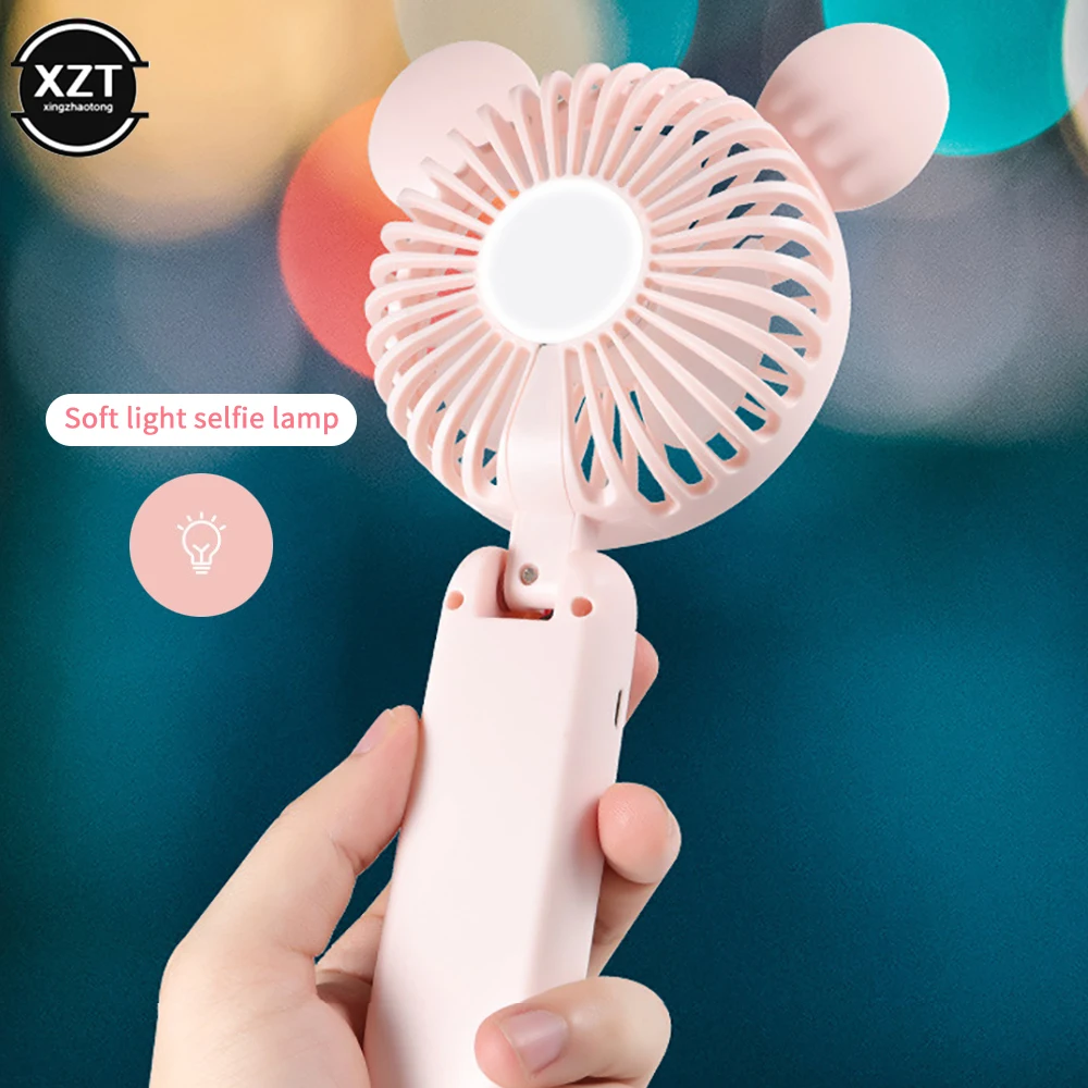 Outdoor Portable Cute Usb Fan Air Cooler Travel Mini Handheld Fan Lithium Battery Rechargeable Foldable Handheld Fan Toys 800 mA