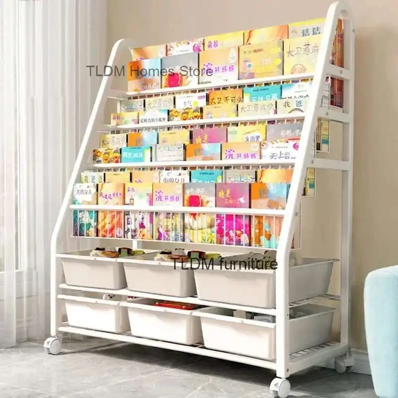 Rak Buku Baja Karbon Modern untuk Rumah Penyimpanan Mainan Dapat Dilepas Rak Buku Nyaman Rak Rumah Tangga Sederhana Kreatif untuk Perpustakaan