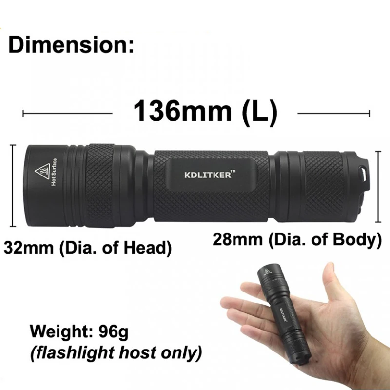 KDLITKER E6-21700 P6 Style 21700 Flashlight Host
