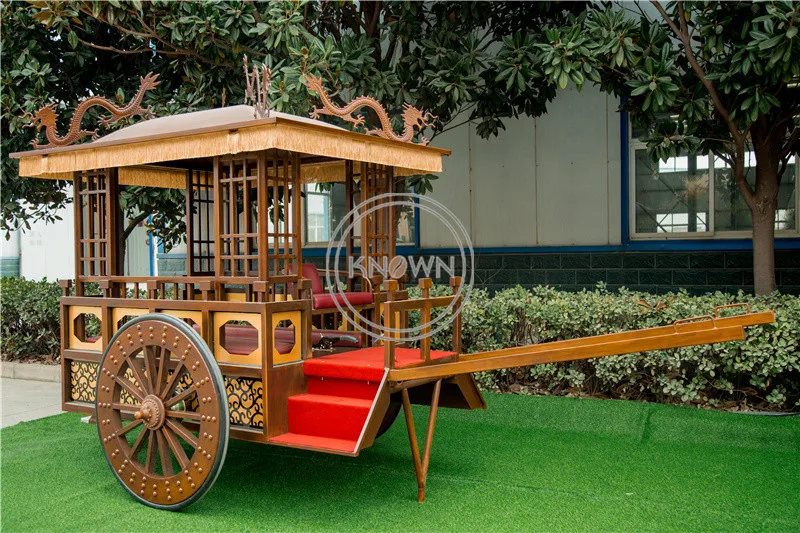 Carruaje de caballos clásico chino OEM, carro dibujado de boda antigua, carritos de caballos turísticos