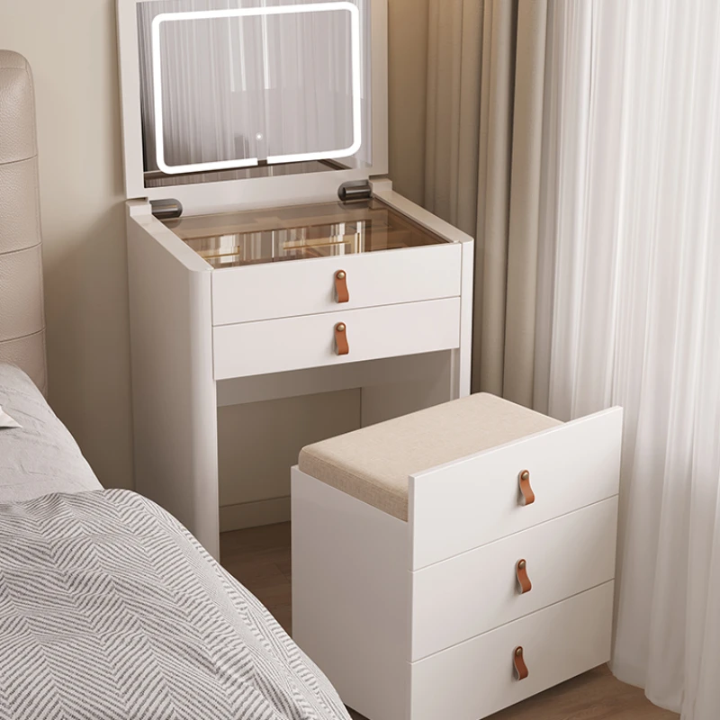 

Luxury Unique Dressing Storage Table Set Mirror Nightstands White Desk Table With Mirror Tavolo Da Trucco Bedroom Furniture